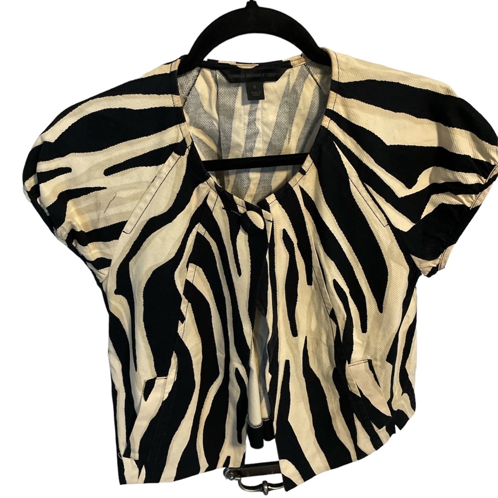 Express Design Studio Multi Color animal print Bolaro Jacket Sz Small - Picture 2 of 6